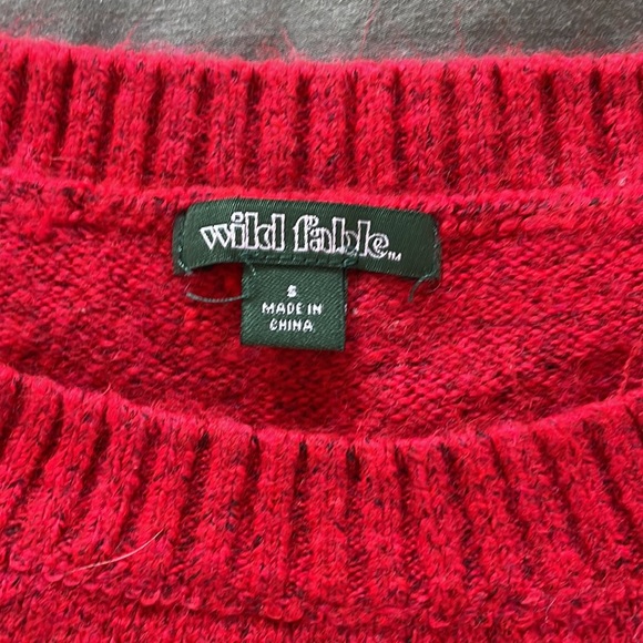 Red puff sleeve cropped sweater - Picture 2 of 3